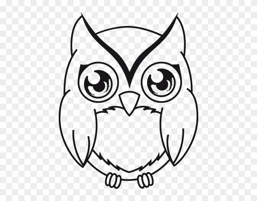 Little Grey Owl Lineart - Cute Owl Line Art #352298