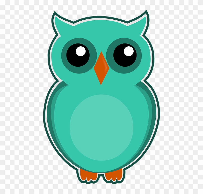 Owl, Blue, Green, Cartoon, Bird, Cute, Animal, Nature - Gambar Burung Hantu Kartun #352417