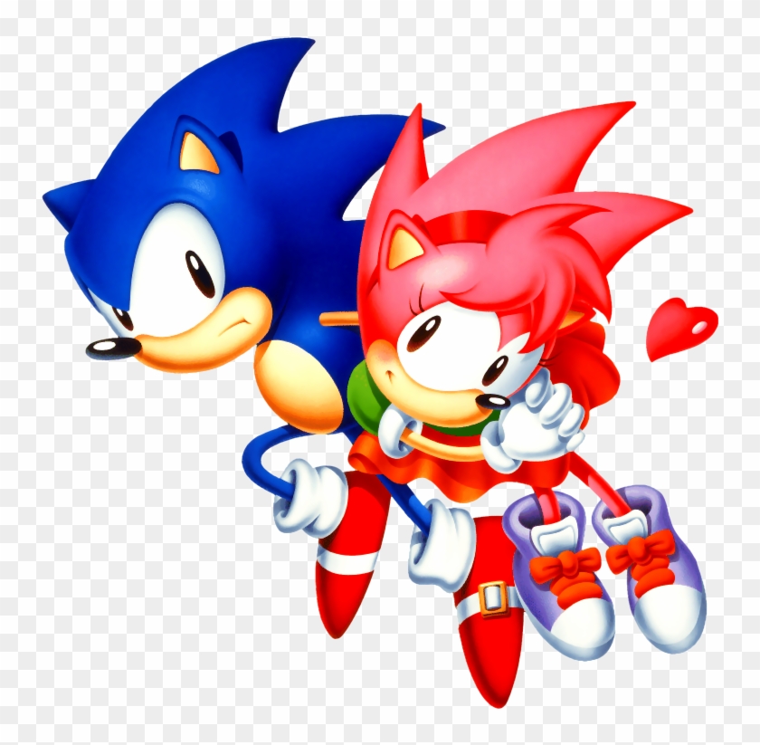 Gallery » Official Art » Amy Rose » Sonic Cd With Sonic - Classic Sonic And Amy #352578