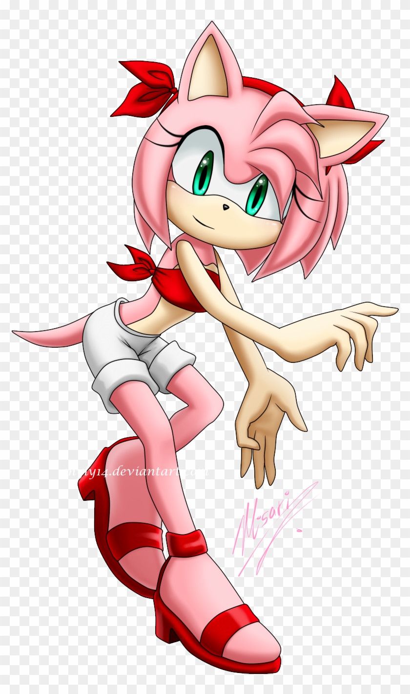 Amy Rose Con El Pelo Largo Y Vestido De Color Rojo - Amy Rose #352583