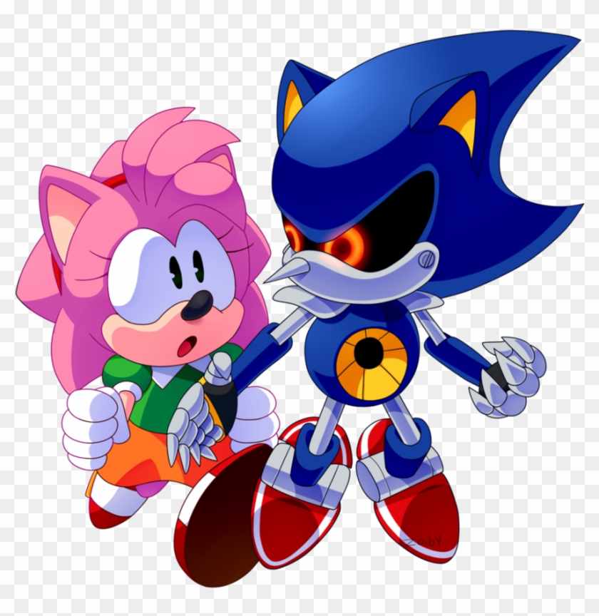 Metal Sonic And Amy Rose By Zoiby - Metal Sonic X Amy #352613