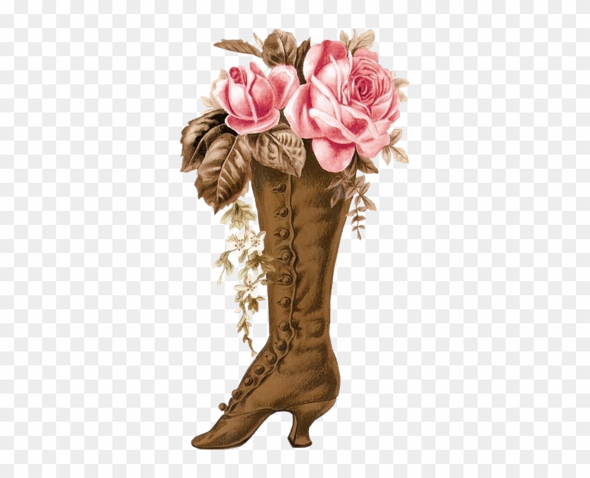 Victorian Boot With Roses Scrap - Vintage Flowers #352983