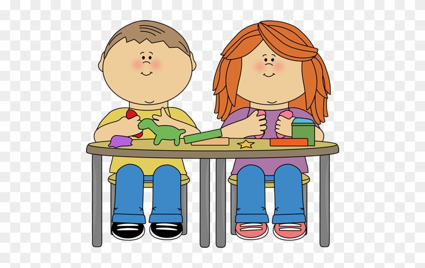 School Kids Clip Art - Playing With Playdough Clipart #353206