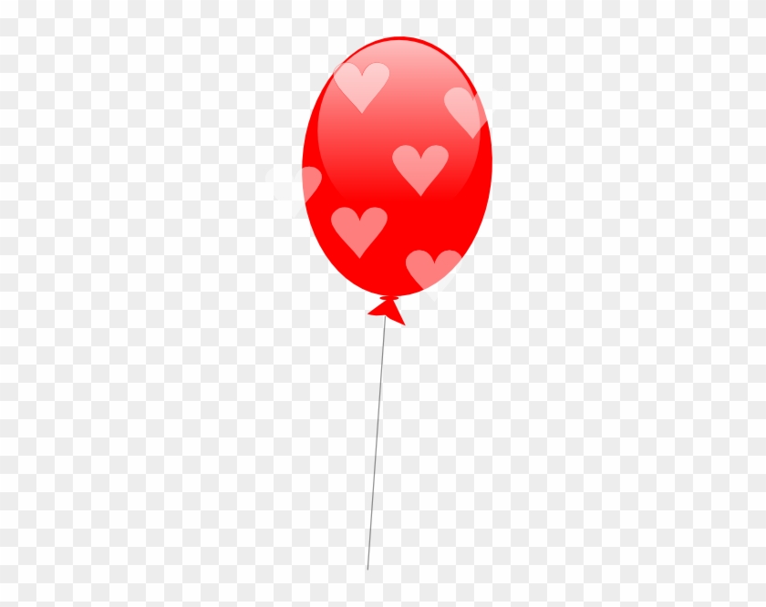 Red Balloon With Hearts Clip Art - Balloon #353306