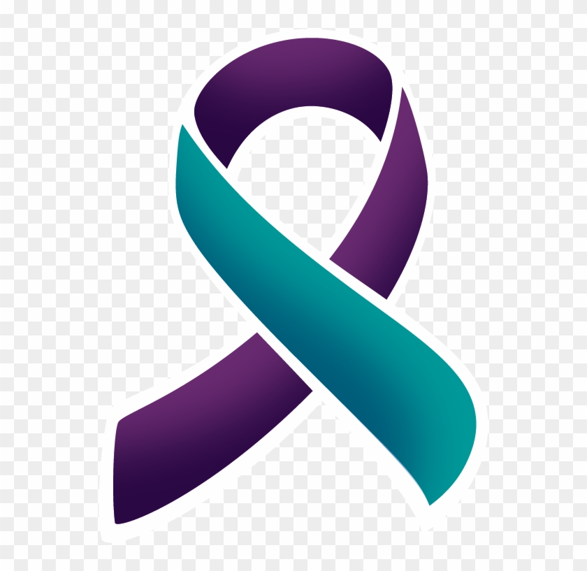 Suicide Prevention Ribbon Clipart - Teal And Purple Ribbon #353489