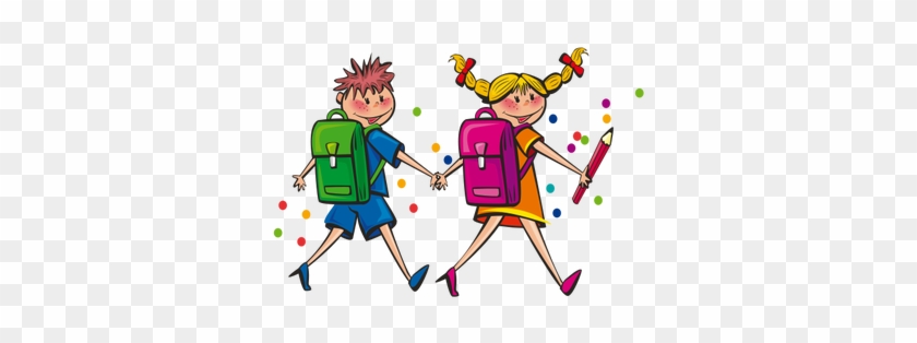 Girl And Boy Walking To School Vector Illustration - Teach Private Parts To Kids #353638