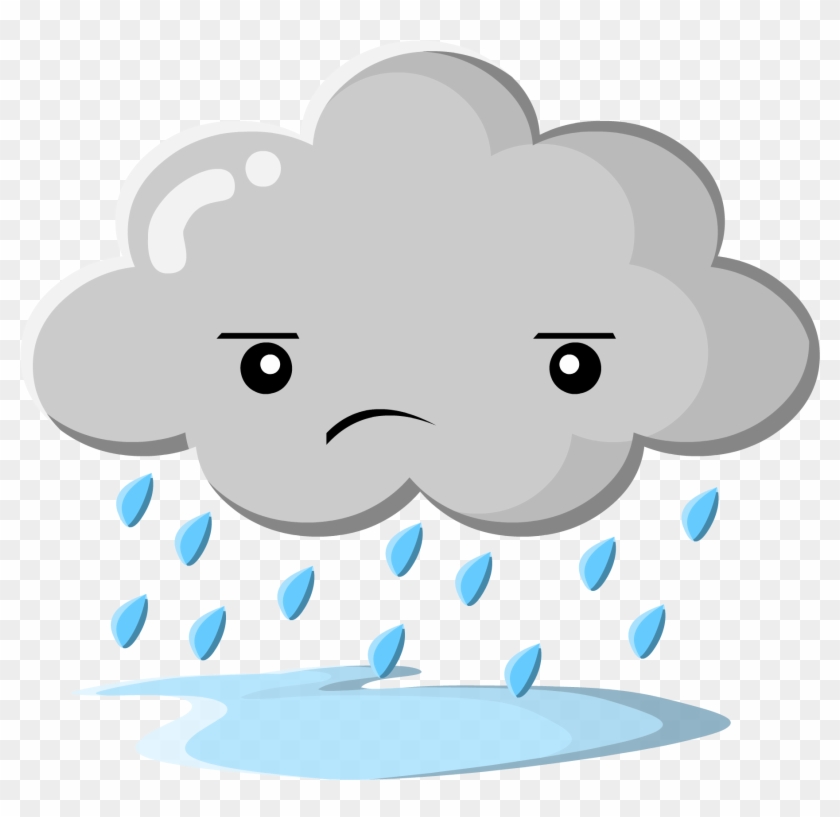 Cartoon Sad Girl Walking For Kids - Rain Clouds Clipart #353662
