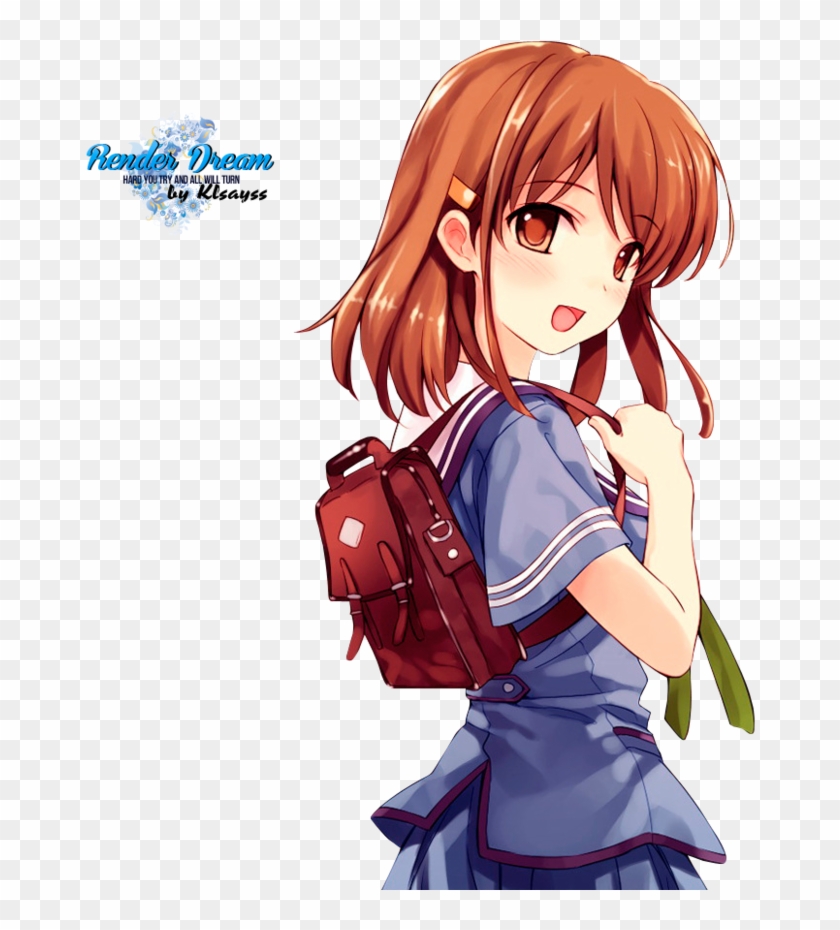 Schoolgirl By Anime Style By Klayss - Anime Red School Girl Png #353716