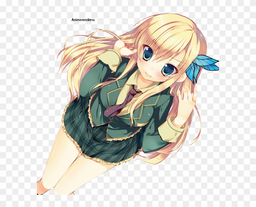 Anime Girl With Dark Teal Eyes - Uniformes Escolares Anime Verde #353719