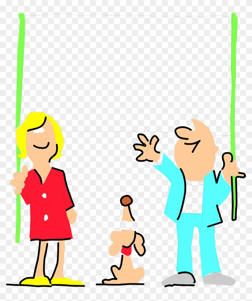 Illustration Of A Man And Woman Holding A Blank Banner - Illustration #353725
