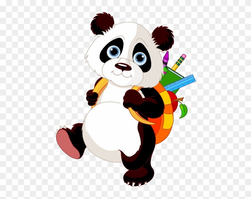 Panda Bears Cartoon Animal Images Free To Download - Panda Going To School #353743