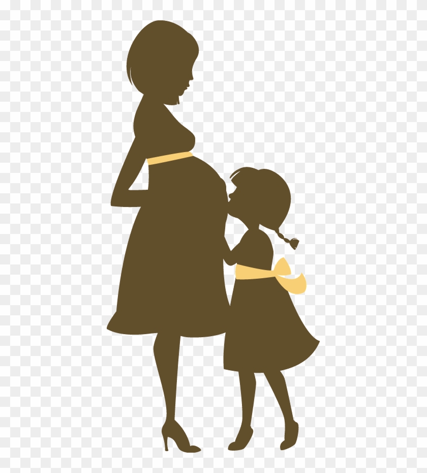 Say Hello - Pregnant Mother And Daughter Clipart #353923