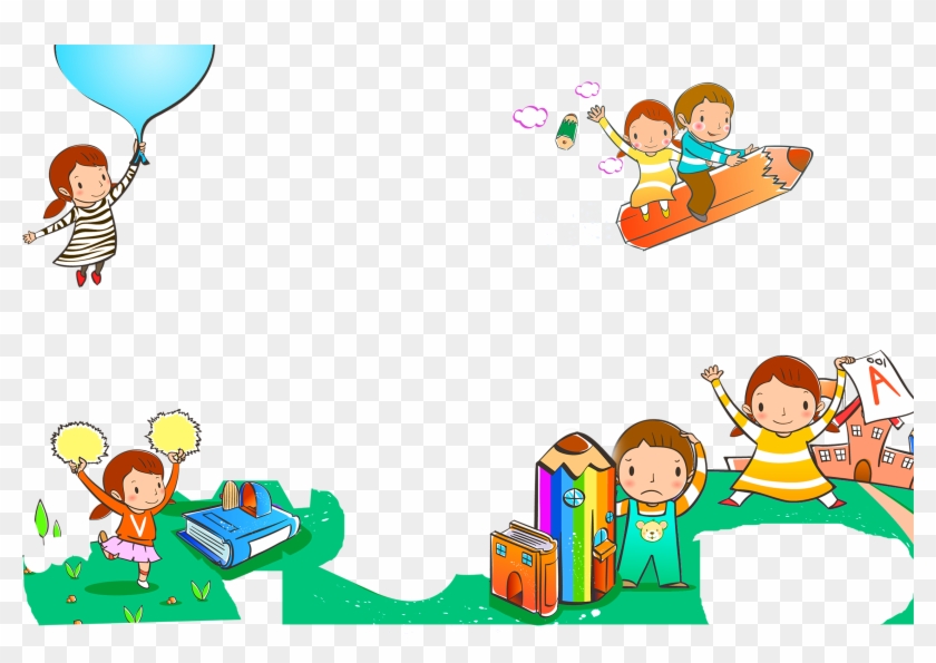 Cartoon Children Book Pencil Decoration Background - Children Background Png #354079