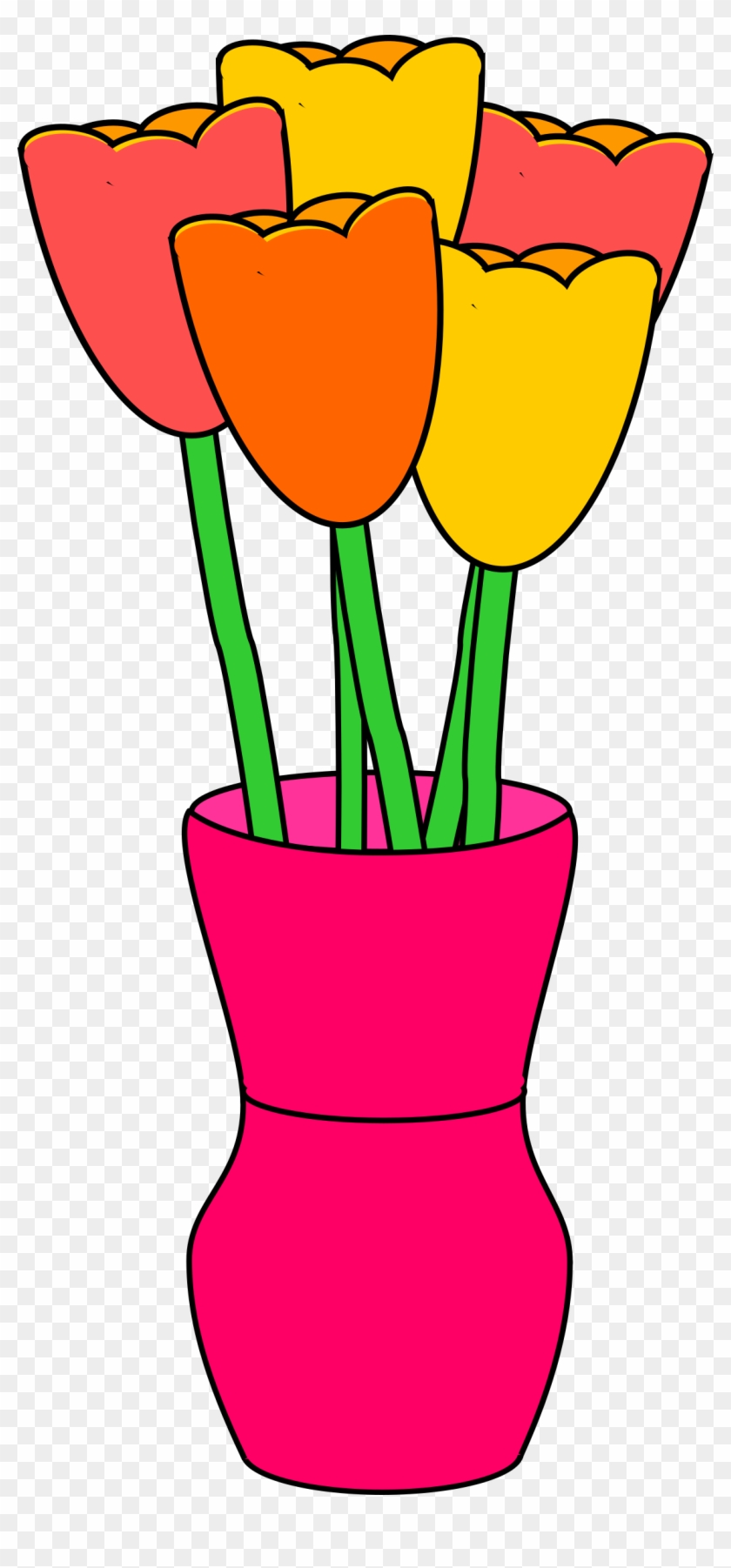 Vase Of Multicolored Tulips - Tulip In Vase Clipart #354259