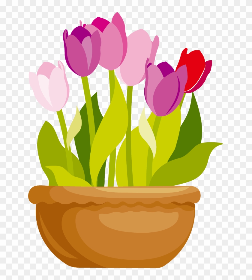 Vector Cartoon Flowers - Flower Pot Vector Png #354304