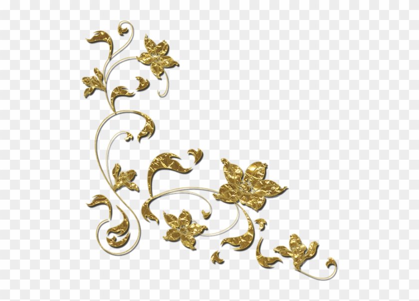 Golden Floral Border Transparent Background Png - Vektor Bunga Gold Png #354357