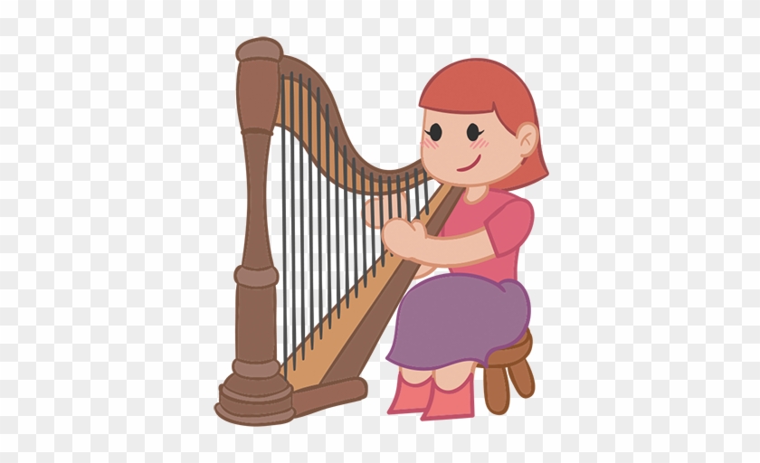 Playing Harp Girl Kids Sticker - Niños Tocando Arpa #354444