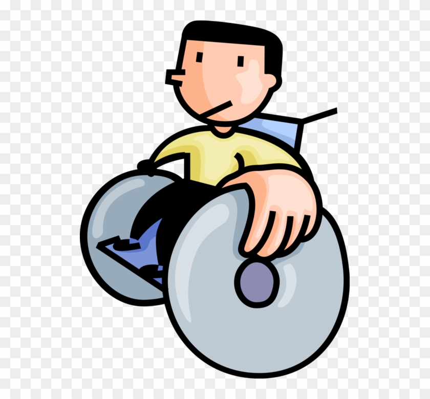Vector Illustration Of Disabled Boy In Handicapped - Boy In Wheelchair #354592
