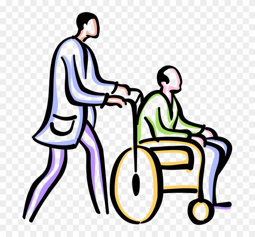 Vector Illustration Of Hospital Patient In Handicapped - Man In A Wheelchair Cartoon #354809