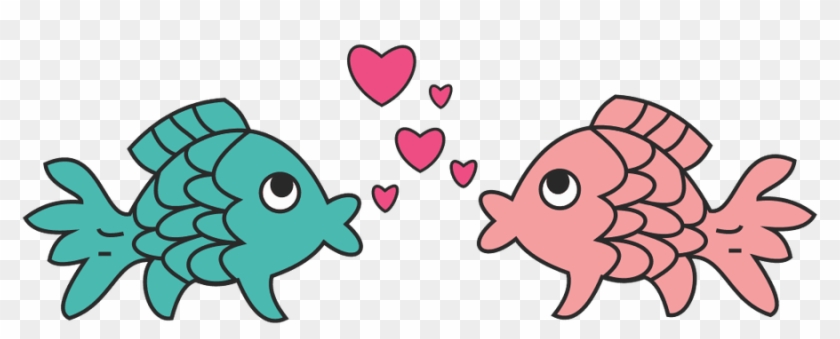 Kissing Clipart Fish - Cartoon Fish In Love #354830