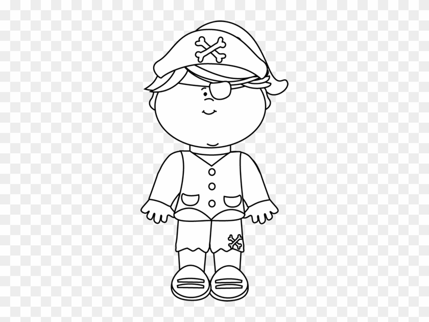 Black And White Kid Girl Pirate - Free Pirate Clipart Black And White #355069