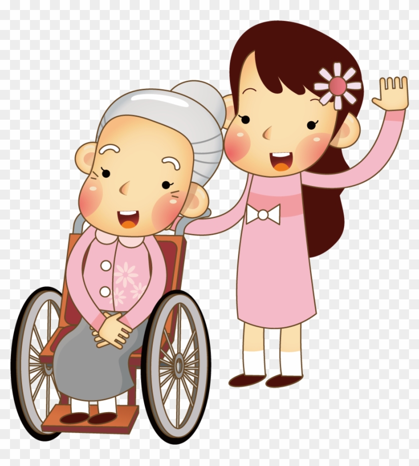 Care Of Her Grandmother In A Wheelchair - Care Of Her Grandmother In A Wheelchair #355378