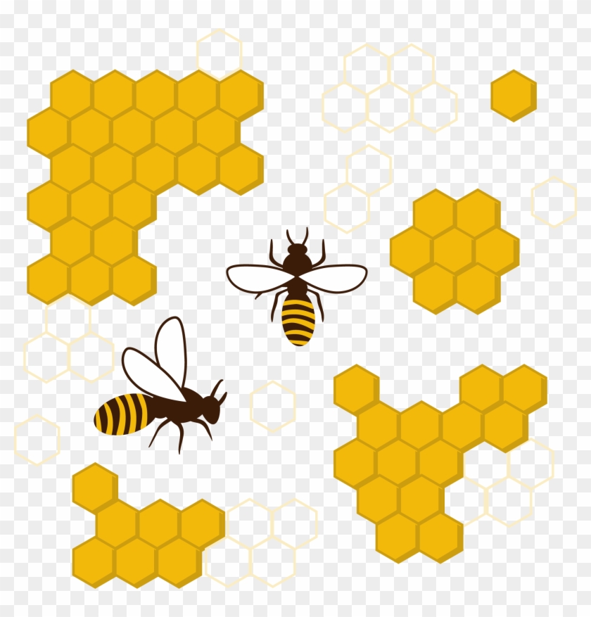 Honey Bee Honeycomb Insect Clip Art - Free Image Vector Bee #355670