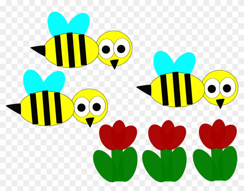 Flowers And Bees - Clip Art #355854