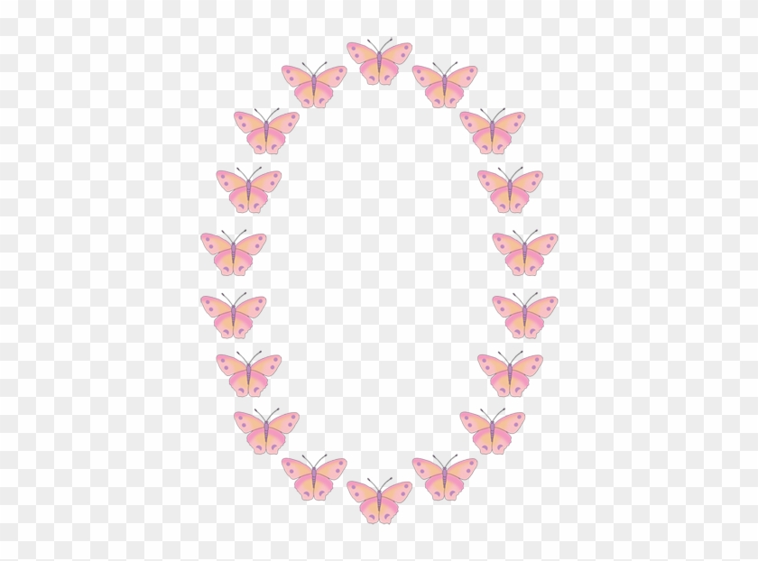 Pink Scallop Circle Frame Clip - Brush-footed Butterfly #355907