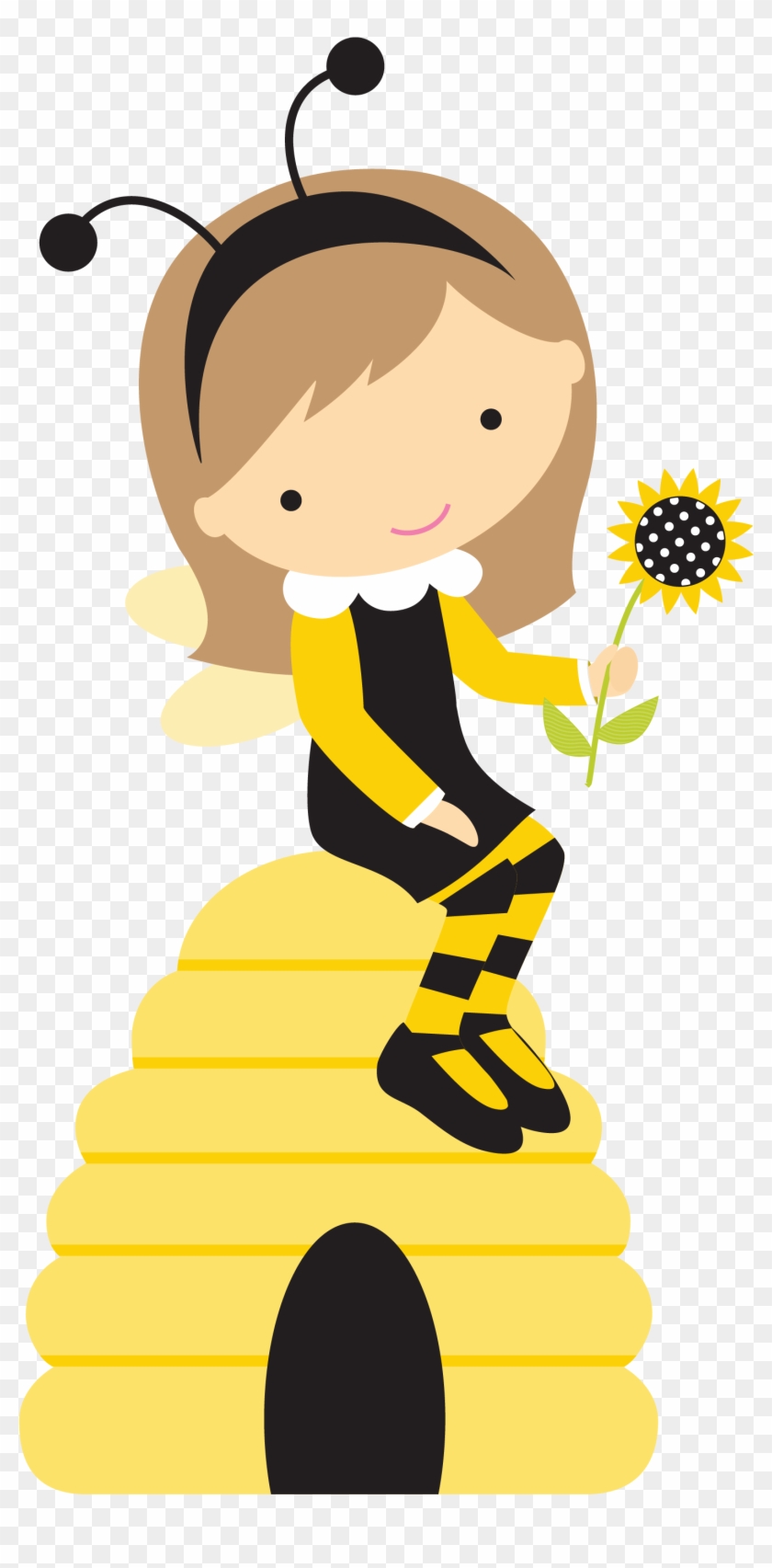Abelhinha Menina Sentada Elemento - Bee Girl Clipart #355940