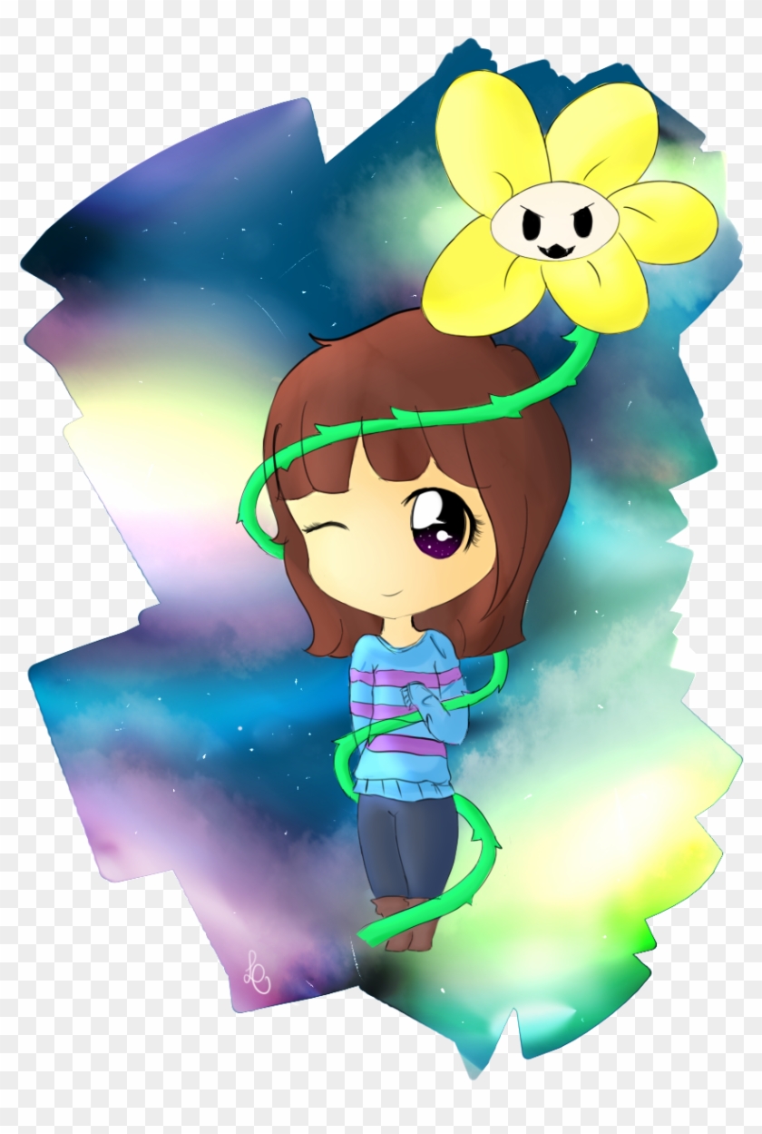 Frisk And Flowey By Little Queen Bee - Cartoon #356251