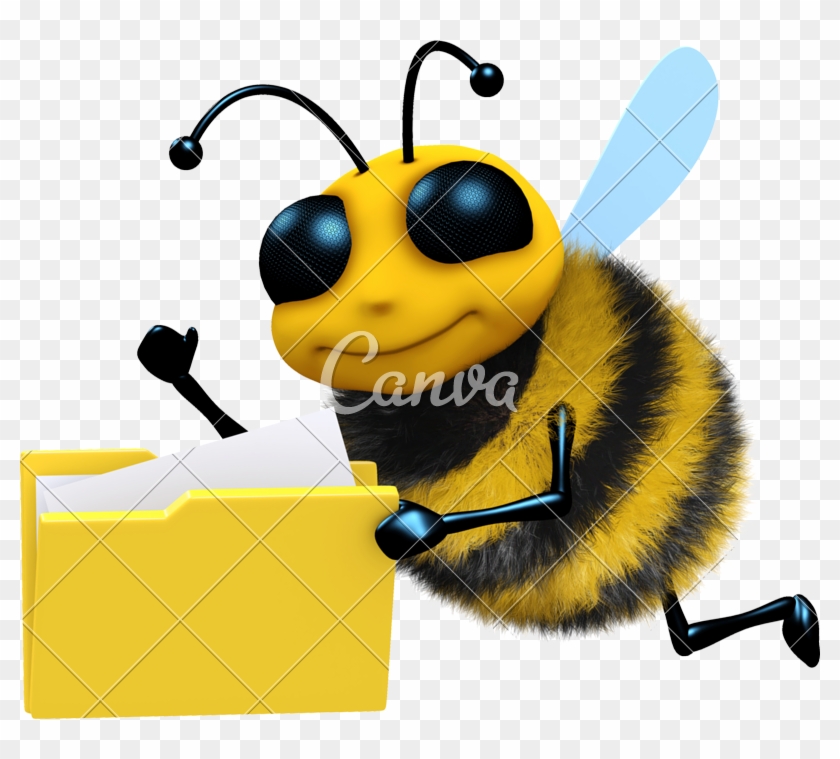 3d Bee With Folder Of Files - Bee With Boxing Gloves #356298