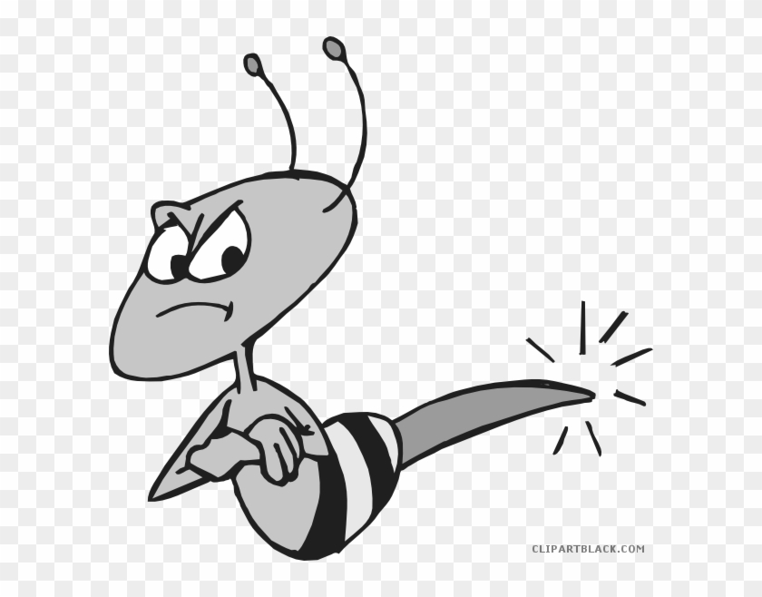 Angry Bee Animal Free Black White Clipart Images Clipartblack - Cartoon Bees #356401