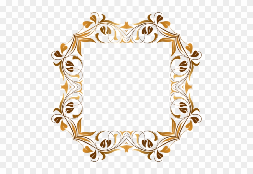 Octagonal Floral Border In Shades Of Gold Clip Art - Dekorativer Weißer Hintergrund Postkarte #356568