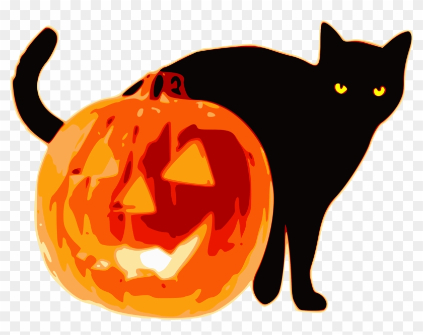 Halloween Cat With Pumpkin Clip Art At Clker - Jack O Lanterns Clipart #356736