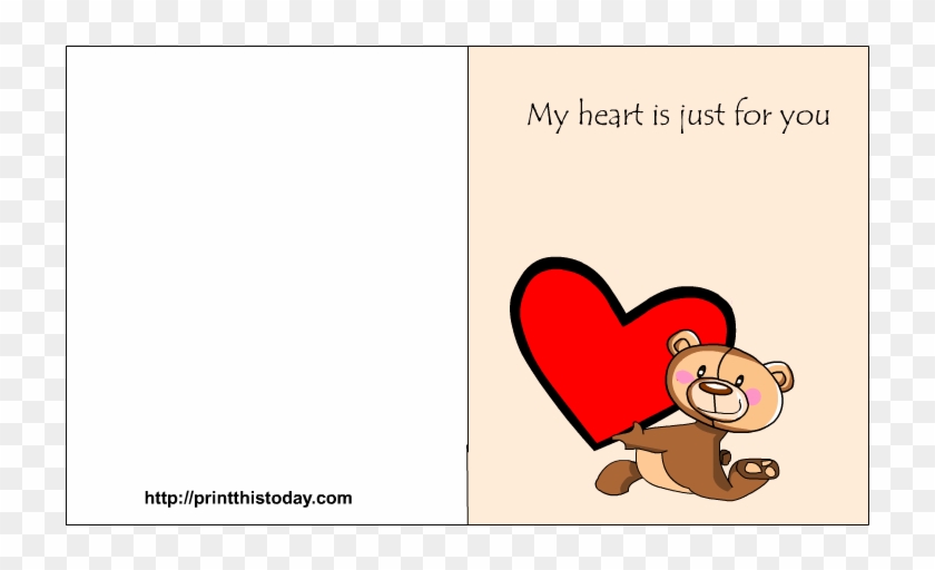 Free Printable Love Card With Teddy Bear And Heart - Just For You Love Bear #356764