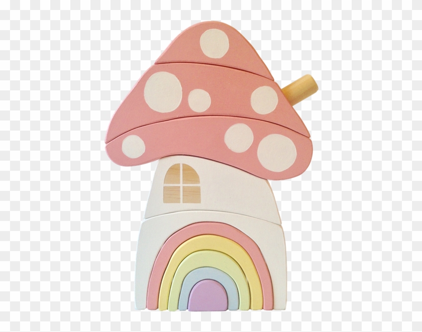 Hand Painted Wooden Pastel Toadstool House Stacker - House #356805
