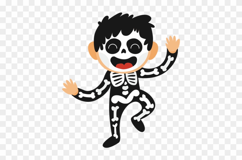 Skeleton Kid Halloween Costume Transparent Png - Halloween Costume Cartoon Png #356804