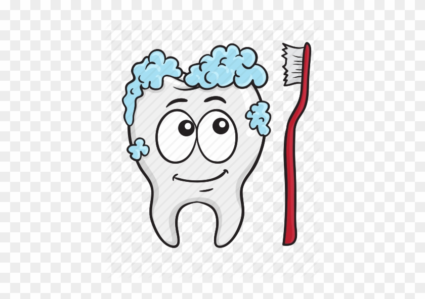 Cartoon, Dental, Dentist, Emoji, Smiley, Tooth Icon - Cartoon Tooth And Toothbrush #357085