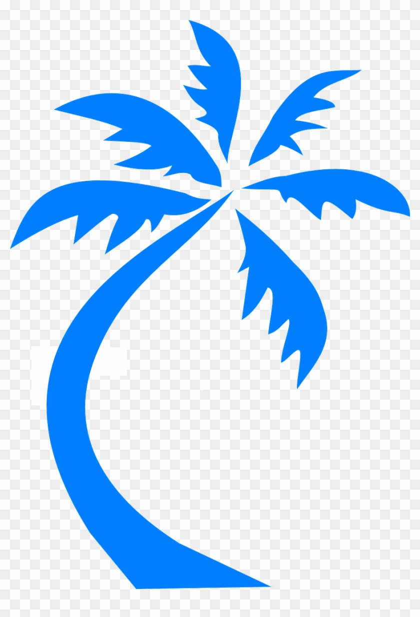 Beach, Palm Tree Palm Blue Silhouette Beach Tropi - Blue Palm Tree Logo #357971