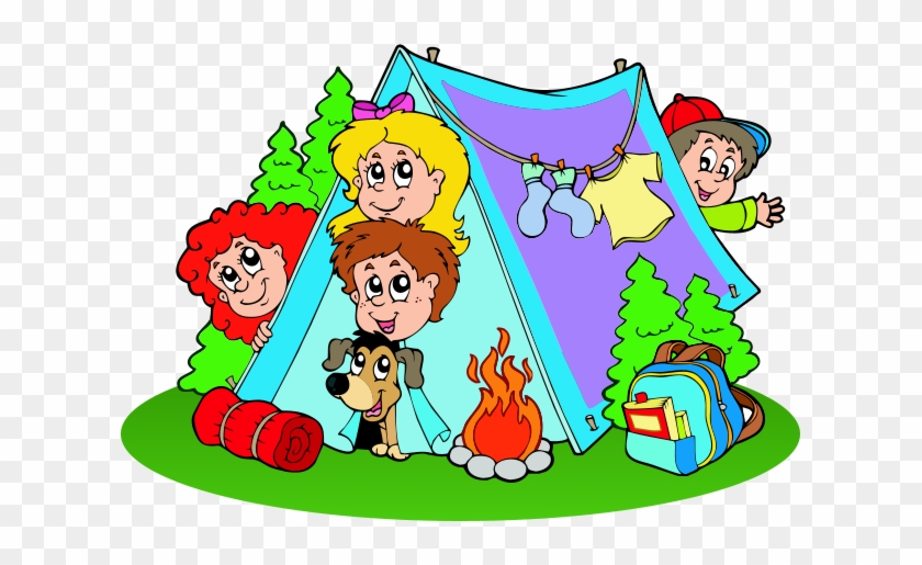 Animated Illustration Of Children On Camp - Camping Clipart #357996