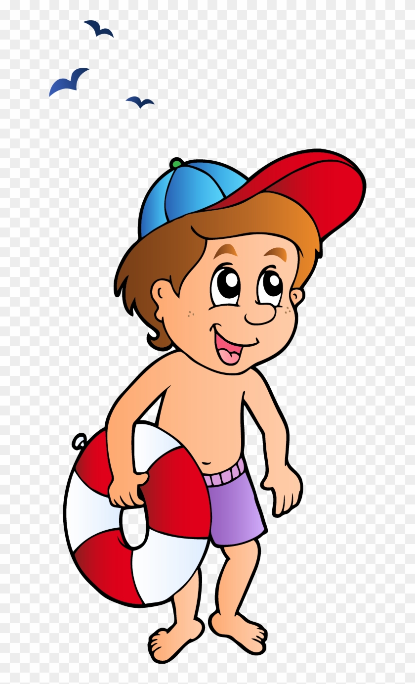 Beach Clip Art - Cartoon Boy At The Beach #358063