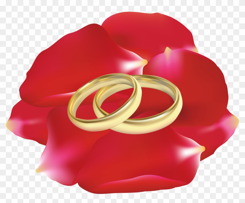 Wedding Rings In Rose Petals Png Clip Art - Wedding Rings In Rose Petals Png Clip Art #358116