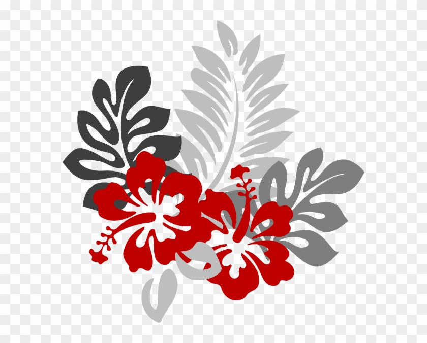 This Free Clip Arts Design Of Right Red And Grey Hibiscus - Clip Art Hawaii Flowers #358311