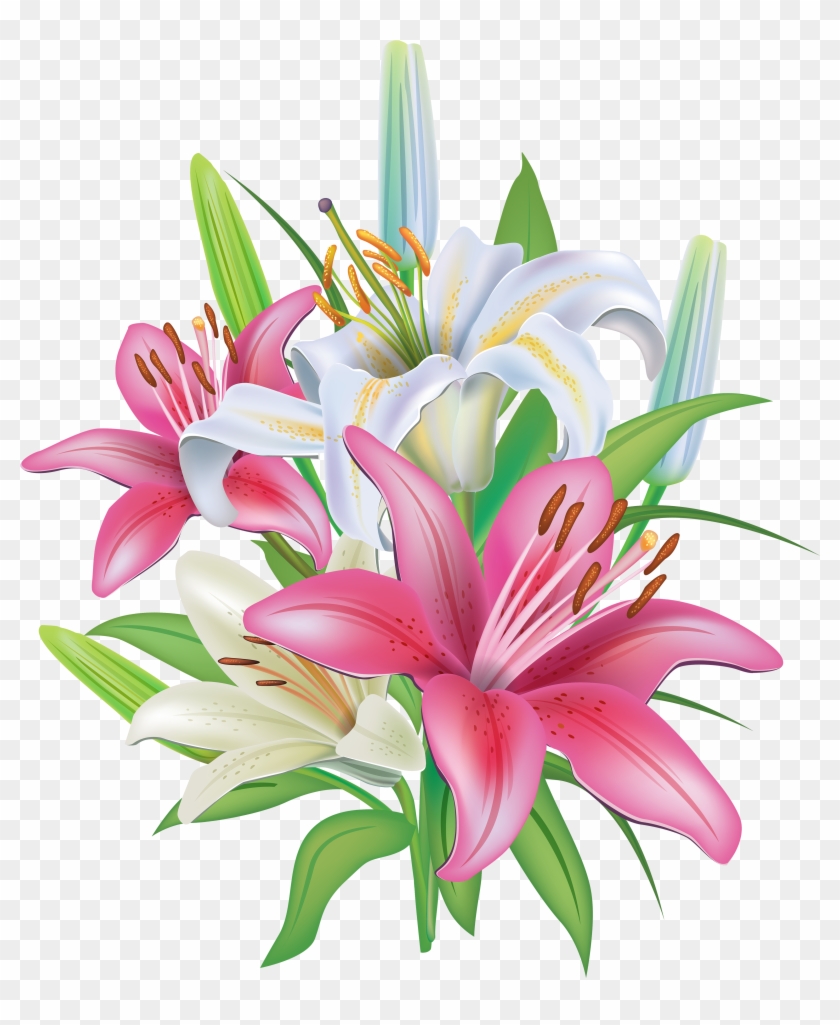 Lilies Flowers Decoration Png Clipart Image - Flower Clip Art Png #358368