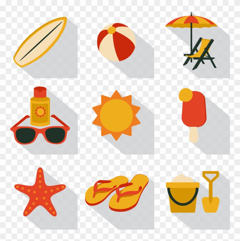 Vector Elements 9 Square Icon Vector Summer Vacation - Summer Icons Png #358430