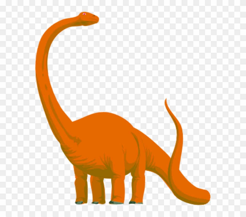 Dinosaur With Long Curved Neck Vector Clip Art Kimjkc - Orange Long Neck Dinosaur #358443
