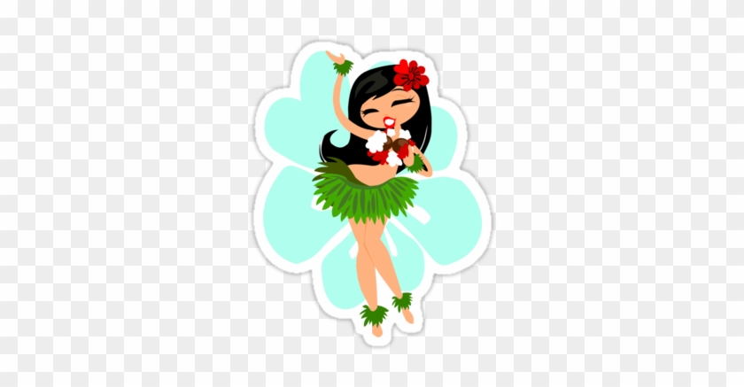Simple Hawaiian Girl Cartoon Hula Girl Stickers By - Hula Dancer Cartoon Png #358449