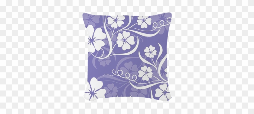 Periwnkle Hibiscus Flower Pattern Woven Throw Pillow - Periwnkle Hibiscus Flower Pattern Shower Curtain #358545
