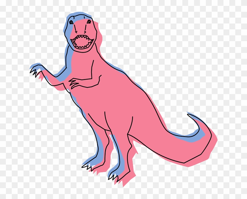 Outline, Pink, Style, Color, Art, Dinosaur, And - Pink And Blue Dinosaur #358587
